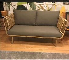 zweisitzer sofa stahl rattan  , braune polster