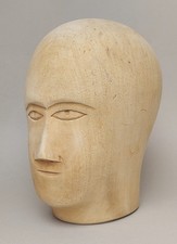 Alter Perückenkopf Holz Kopf Modell Gesicht geschnitzt Friseur Hutmacher Hut