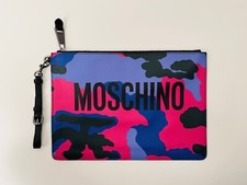 MOSCHINO COUTURE LEDER CLUTCH - TASCHE - CAMOUFLAGE - LOGO PRINT - WIE NEU