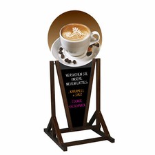 WERBEAUFSTELLER Kundenstopper Aufsteller Kreidetafel mit Kaffee Cafe aus Holz 