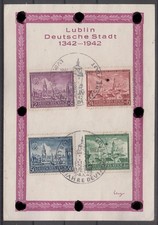 Generalgouvernement - Nr. 92 - 95 auf Sonderkarte - Sonderstempel "LUBLIN"