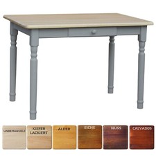 Grau Esstisch mit Schublade Küchentisch Tisch KIEFER HOLZ Landhausstil - NEU