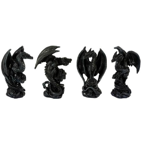 Drachen schwarz sitzend 4er