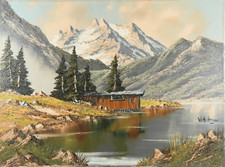 Hütte am Bergsee, Gemälde