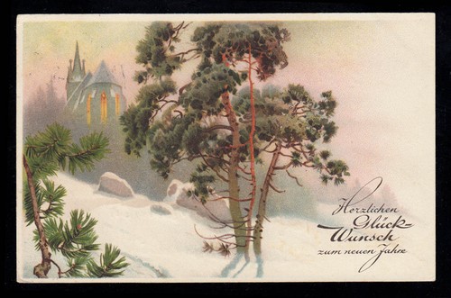 Neujahr winterlandschaft - ak, neujahr: