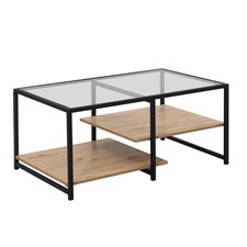 Couchtisch - Artisan Eiche - schwarz - Glas - 100 cm Sofatisch Wohnzimmertisch