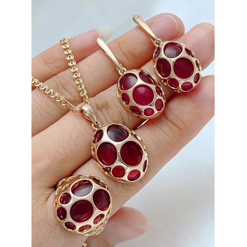 Rotes zirkon schmuckset - zirkon,