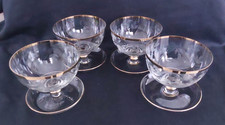 4 Vintage/Retro Glas Dessert/Eisbecher/Eisbecher - Goldrand - sehr guter Zustand