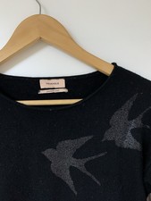 S.Oliver Triangle 36 S Cashmere Blend Pullover Strickpulli Vögel Schwarz