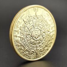 MEDAILLE - MAYA KALENDER / AZTEKEN / SONNENSCHEIBE / PYRAMIDE - GOLD / VERGOLDET