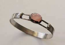 Viikinniemi 830 S Armspange Rosenquarz Silver bangle rose quartz Finland _ 70er