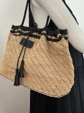 BA&SH Raffia und Leder Shopper