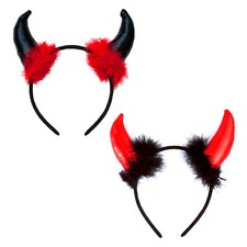 2x Haarreifen mit Teufel Hörner Halloween Karneval Fasching Kostüm Teufelshörner