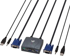 V7 2 Port PS2 auf VGA KVM Switch Steuerung zwei PCs mit einer Tastatur Monitor Maus