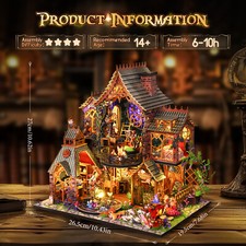 Rolife LED-Licht Miniatur Puppenhaus DIY mit Zubehör Holzmodellbausatz Spielzeug