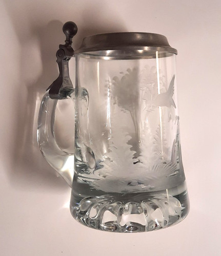 Bierkrug mit zinndeckel - mit,