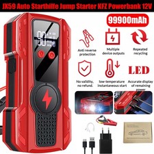 99900 mAh Auto KFZ Starthilfe Jump Starter 12V Ladegerät Booster Power Bank PKW