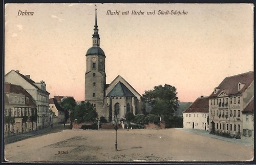 Dohna markt mit - dohna,, kirche