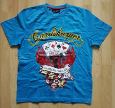 T-SHIRT CARDSHARPER FALSCHSPIELER GAMBLER POKER LAS VEGAS BLAU KARTEN SPORT Gr M