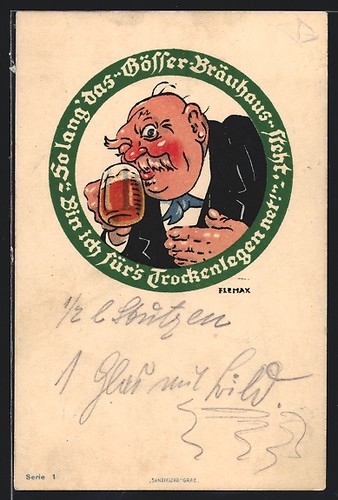 Betagter herr mit bierkrug - herr,