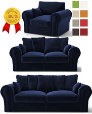 BLAU 1+2+3 COUCHGARNITUR SET SESSEL 3 SITZER SOFA ECKSOFA WOHNLANDSCHAFT HOCKER