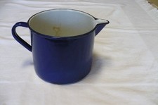 1 blauer Kochtopf mit Ausgießer ist Emalliert ist 12 xcm,dm14 cm gebr.