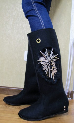 Sale schwarze filzstiefel - schwarze,
