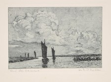 Martin Paul Müller/  Radierung / Nachlass signiert /Auf der Hamme /Worpswede