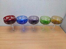 5x Römergläser Sektschalen Kristall Bleikristall verschieden farbig