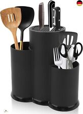 3 in 1 Messerblock Ohne Messer, Schwarz Messerblockhalter Unbestückt, Universal 