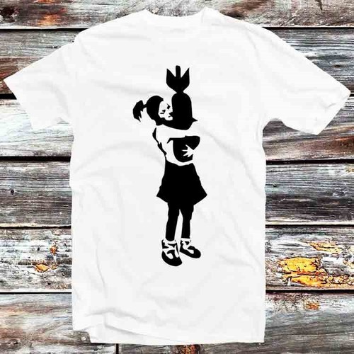 Banksy girl hugging bomb - hugging,