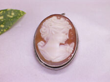 MUSCHEL- KAMEE, BROSCHE ANHÄNGER, 800er SILBER