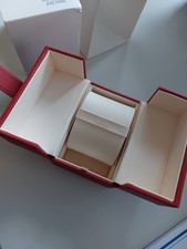 Omega Etui Transportbox rot mit Druckknopf Uhrenbox für Armbandu
