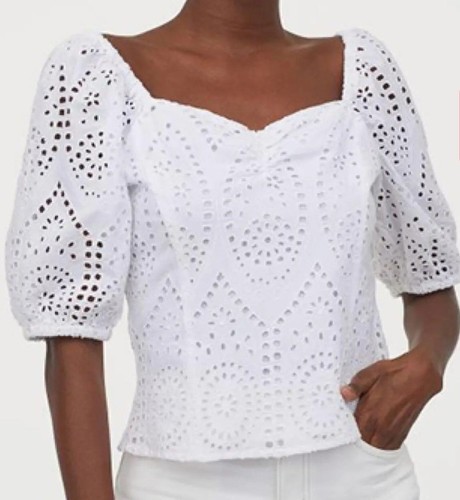 Bluse weiss mit - weiss, lochstickerei