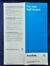 VW Golf 3 Variant Preisliste