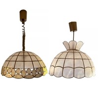 2x Vintage Capiz Muschel Lampen – Retro Hängelampen 70er 80er Boho