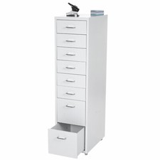 Rollcontainer Boston T851, Stahlschrank, 109x28x44cm 8 Schubladen weiß