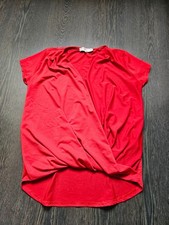 Joachim Bosse Shirt Damen M Größe 2 40/42 rot Kurzarm Wickelstyle Stretch Lycra