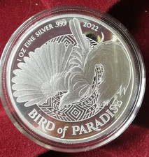 2022  Papua-Neuguinea 1 KINA  Bird of Paradise, 999 Silber 1 oz