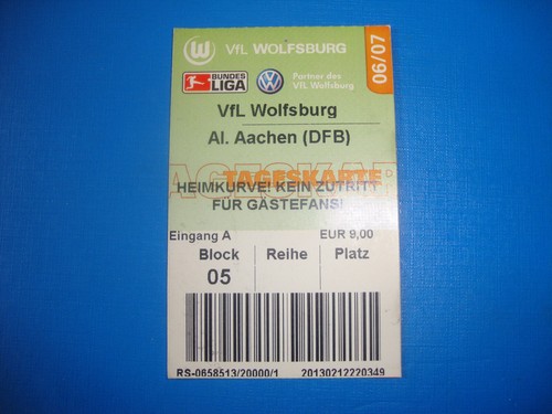 Ticket vfl wolfsburg - 06/07,
