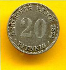 Dt. Kaiserreich 20 Pfennig 1874  A,  Silber  (9306)