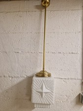 alte Deckenlampe Lampe Opalglas Messingaufhängung 