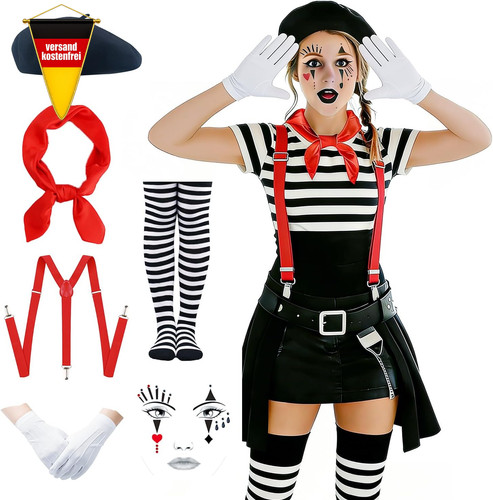 Pantomime kostüm set damen - kostüm,