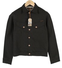 Nudie Jeans Conny Stretch Herren Jacke XS Trocken Schwarz Coated Geknöpft Unisex