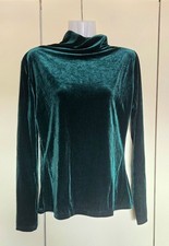 Langarm Shirt aus Samt dunkelgrün Tannengrün Gr M-L