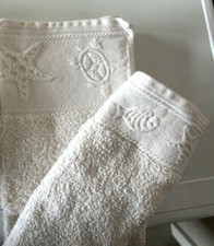 SANTENS 1 Handtuch, 1 Gästetuch Frottee Baumwolle, weiß, maritim