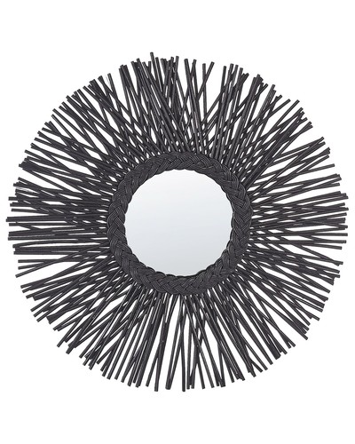 Wandspiegel schwarz aus rattan - wandspiegel,