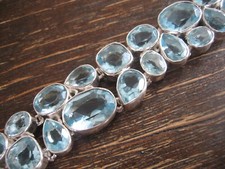 prächtiges breites Blautopas Armband 21 cm lang 925er Silber NEU aquamarin Farbe