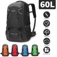 60L Herren Damen Rucksack Groß Wasserdicht Wanderrucksack Trekking Reiserucksack