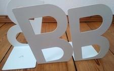 IKEA BILLY 20463 drei Stück Buchstützen "B" Metall weiß, ca. 22 x 14 x 18 cm